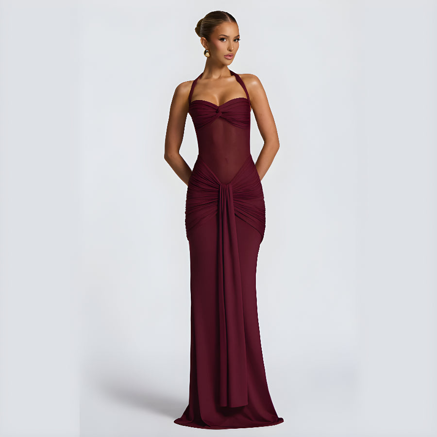 VELOUR DRAPE DRESS