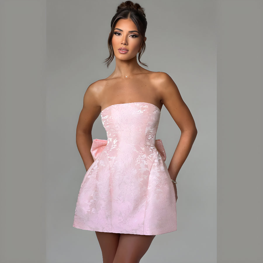 BELLA STRAPLESS BOW DRESS