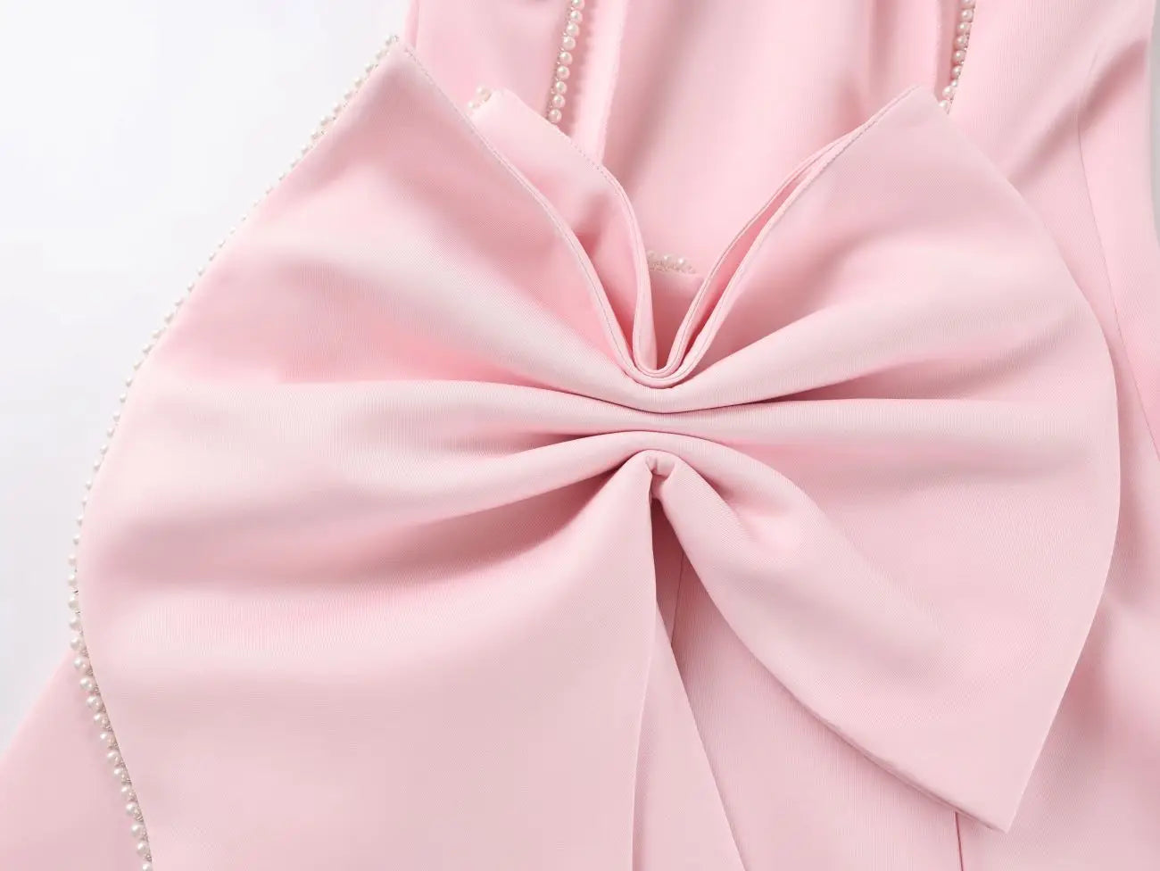 Elegant Pearl Bow Backless Sexy Mini Dress Women's Luxury Party Short Dresses White Black Pink Birthday Evening Wedding Summer