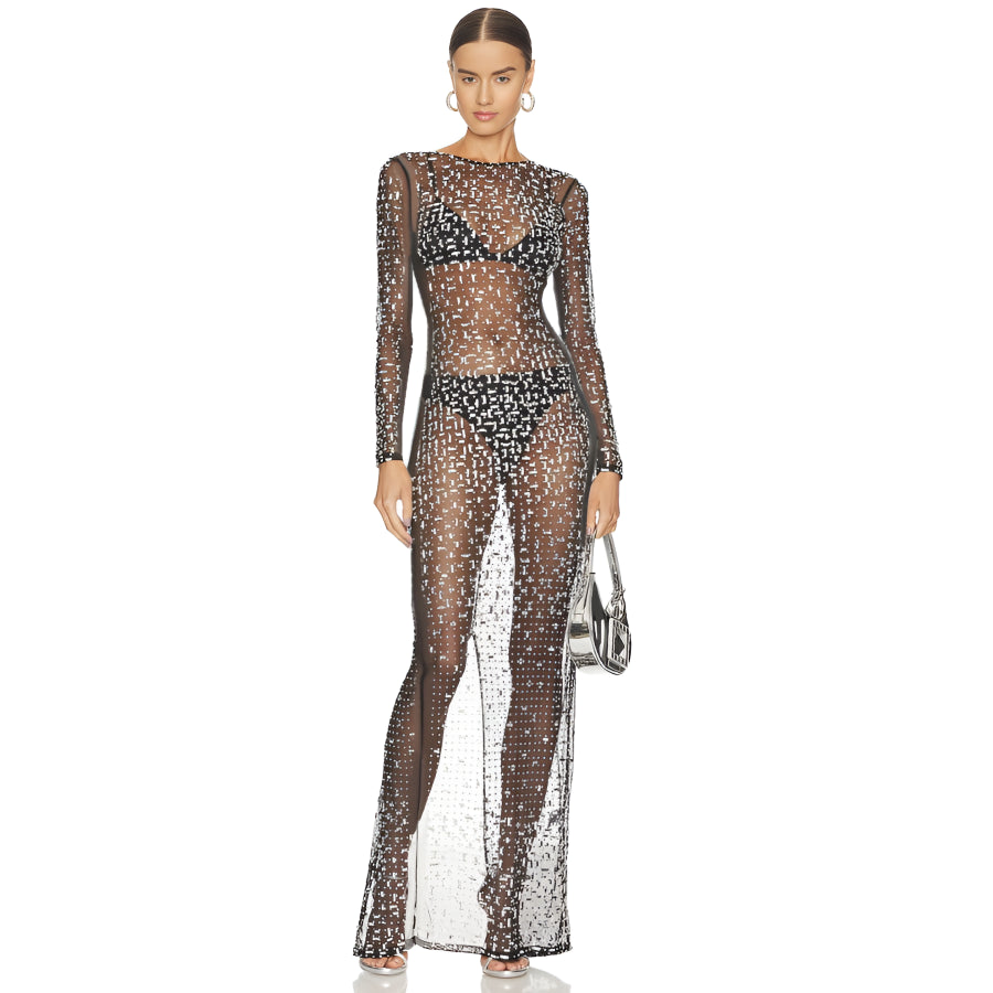 CELESTE MIRROR MESH DRESS