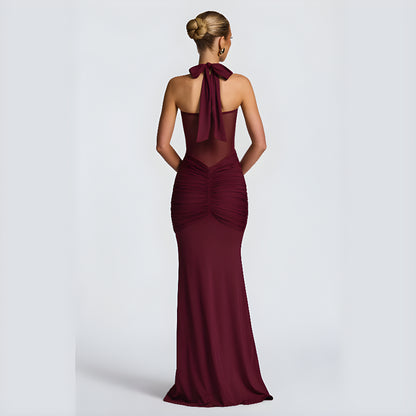 VELOUR DRAPE DRESS