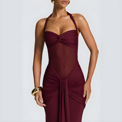 VELOUR DRAPE DRESS
