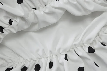 Halter Print Polka Dot Mini Dress Women Fashion Off-shoulder Sleeveless Backless High Waist A-line Club Party Dress