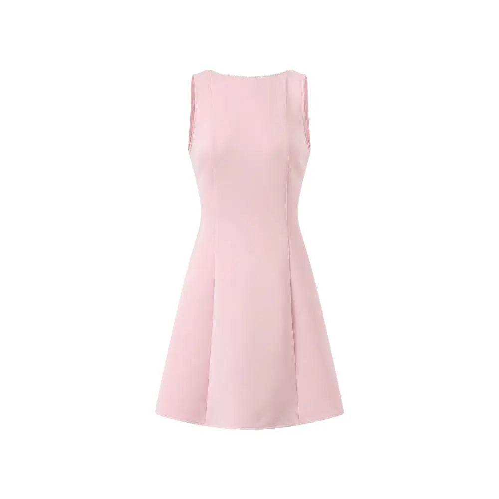 Elegant Pearl Bow Backless Sexy Mini Dress Women's Luxury Party Short Dresses White Black Pink Birthday Evening Wedding Summer