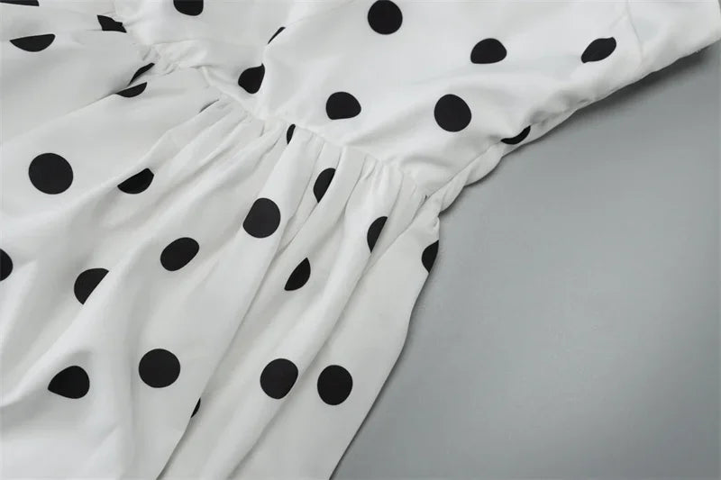Halter Print Polka Dot Mini Dress Women Fashion Off-shoulder Sleeveless Backless High Waist A-line Club Party Dress