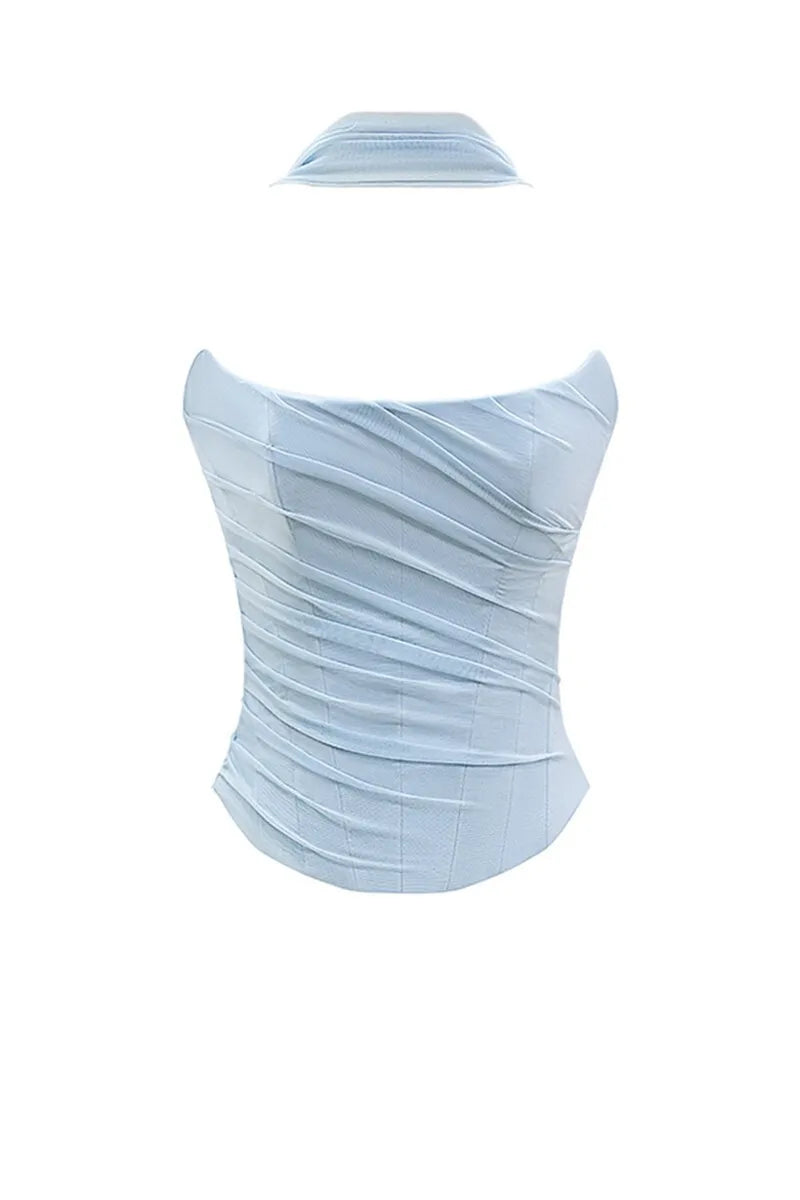 Mozision Sexy Two Piece Sets Women Neckerchief Strapless Crop Tops And Maxi Skirt Sets Sexy Club Party Skirt Two Piece Sets